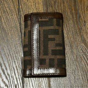 FENDI Zucca Canvas Leather 6 Key Rings Key Case Brown